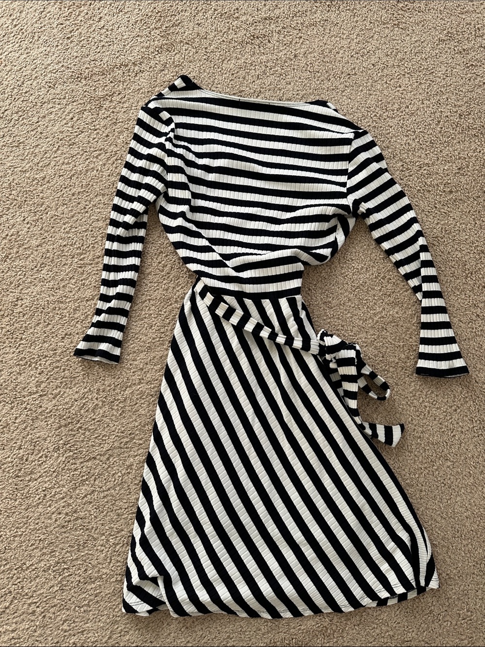 Bailey 44 Black & White Striped Wrap Dress - Picture 9 of 9